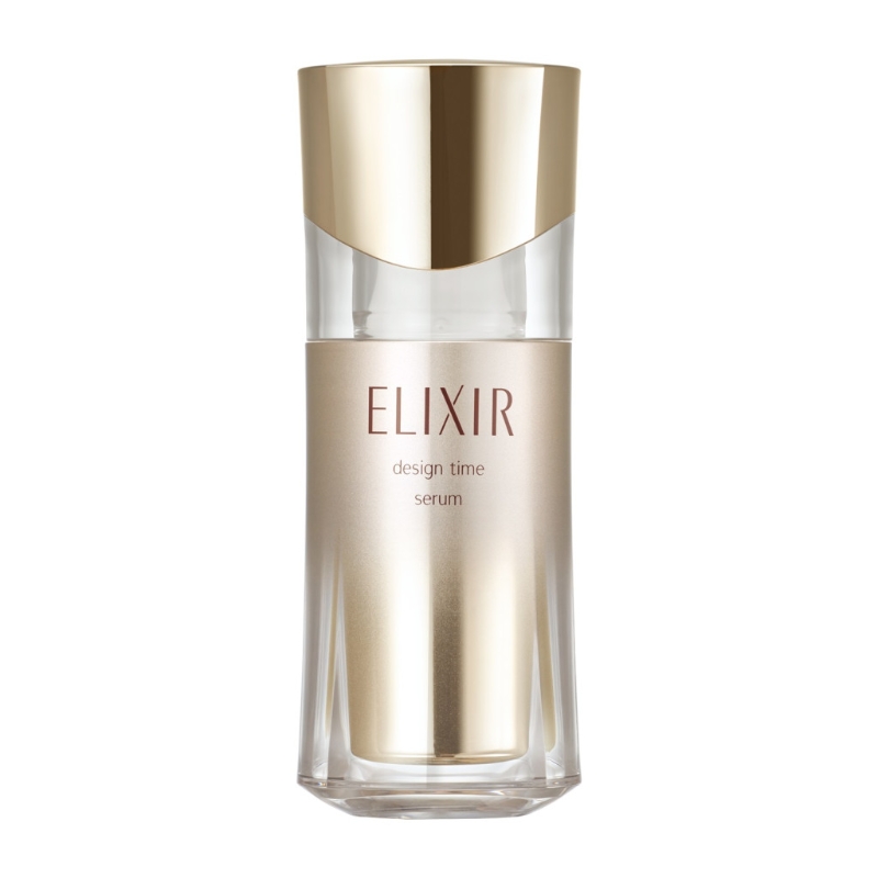 Elixir干細胞膠原再生緊致精華/$370的「彈力膠原Fill up Complex」獨家成分，糅合鳶尾根萃取精華、矢車菊萃取精華、甘油等成分，有助提升膠原蛋白密度。 水芥萃取精華BG、及維他命B8復合物，帶來水嫩光感肌。