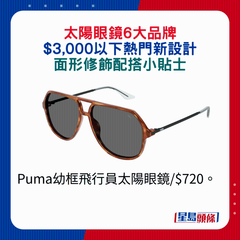 Puma幼框飛行員太陽眼鏡 $720。