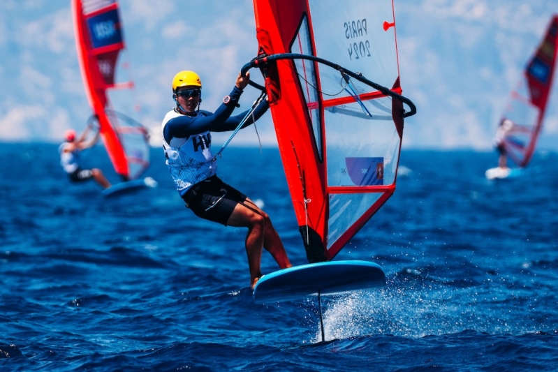 巴黎奧運滑浪風帆賽事，鄭清然最終在預賽總排名13。 World Sailing 圖片